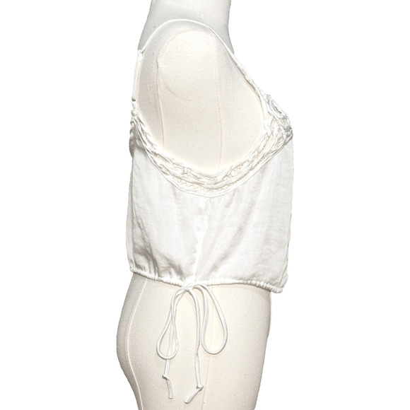 Free People Intimately White Satin Blouson Cropped Side Tie Camisole Medium - Picture 4 of 7